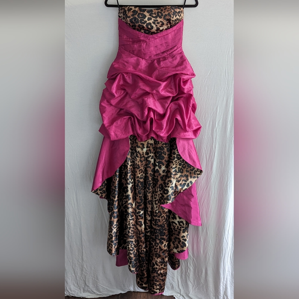 Strapless prom dress pink cheetah print small size 3